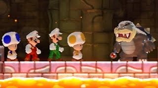 New Super Mario Bros Wii  All Bosses 4 Players [upl. by Archibold]