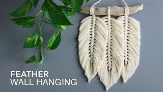 DIY Macrame Tutorial 3 Feather Wall Hanging [upl. by Marcie]