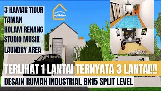 Desain rumah minimalis industrial 8x15 split level [upl. by Kenji]