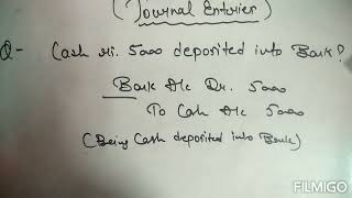 cash deposited into bank rs 5000  journal entriesjournal accounting [upl. by Ociredef]