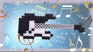 TUTORIAL Hama Beads Pyssla Perler Beads How to Make a guitar [upl. by Lekzehcey]