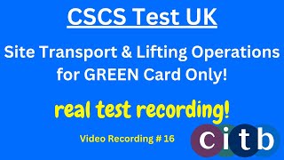 CSCS Card UK  CSCS Test 2024 CSCS Test for Green Card  16 site transport amp lifting operations [upl. by Okoy]