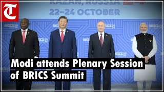 PM Modi attends Plenary Session of BRICS Summit in Kazan in Russia [upl. by Ainex]