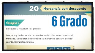 Desafío 20 sexto grado Mercancía con descuento páginas 37 y 38 del libro de matemáticas de 6 grado [upl. by Enaek696]