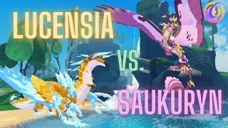 LUCENSIA VS SAUKURYN Creatures of Sonaria [upl. by Mordy530]