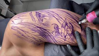 Woman Face tattoo  Time lapse [upl. by Aggi]