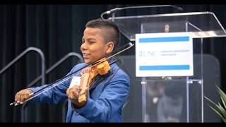 Tyler ButlerFigueroa Violinist 12 Leukemia Cancer Survivor UNC Lineberger Hospital Chapel Hill AGT [upl. by Rossner869]