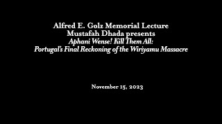 Alfred E Golz Memorial Lecture with Mustafah Dhada [upl. by Dachia]