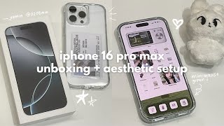 iphone 16 pro max unboxing  what’s in my phone aesthetic setup 🫧☘️ [upl. by Gaiser]