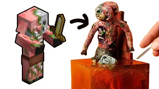 2D to 3D Making Realistic Minecraft Zombified Piglins Diorama with Resin [upl. by Gentes]