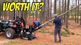 Pushing the Limits With a Wood Chipper on a Sub Compact Tractor  WoodMaxx 8600 Review [upl. by Tav]