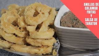 ANILLAS DE CALAMAR FRITAS Y SALSA DE TARATORDOS RECETAS [upl. by Enwad]