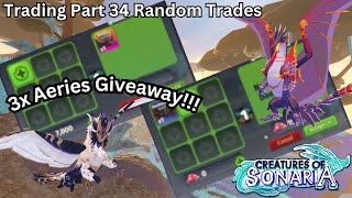 Creatures of Sonaria  Trading Part 34 Random Trades amp Aeries Giveaway [upl. by Dlanor]