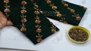 Very beautiful easy hand embroidery beadwork sleeves for kurti blouse salwarembroidery sleeves [upl. by Bianca]