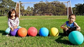 Toddlers Learn Colors Playing Kickball with Colored Playground Balls  Outdoor Playtime for Children [upl. by Krever509]