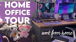 Home Office Tour 2024  Work From Home  Purple Desk Setup [upl. by Aicelaf]