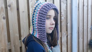 Crochet 91 How to crochet Cozy winter hat  hood [upl. by Ffej]