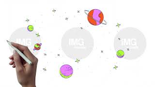 Floating planets and blinking stars in outer space hand drawn 2D object animation [upl. by Leasim]