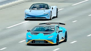 Lamborghini Huracan STO vs McLaren Speedtail  Drag Race 20 KM [upl. by Tonneson]