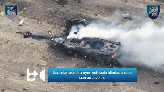 Ucranianos destruyen vehículo blindado ruso con un Javelin [upl. by Shelden]