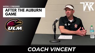 ULM Coach Bryant Vincent Reacts to the loss to Auburn [upl. by Yntrok]