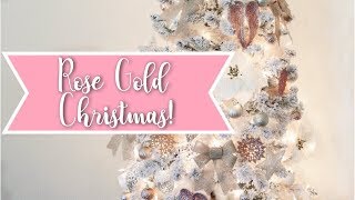 ROSE GOLD Christmas tree Dollar Tree Ornaments 🎄 2018 [upl. by Dream]