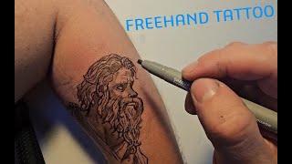 Drawing Temporary Greek Arm Tattoo Freehand [upl. by Bettencourt]