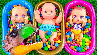 Rainbow Satisfying Video  Magic Mixing Candy ASMR Sound in Three BathTubs with Slime MampMs [upl. by Imorej]