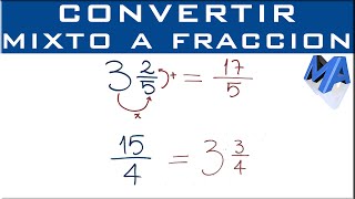 Convertir número mixto a fracción y viceversa [upl. by Ajidahk]