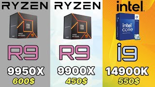 R9 9950X VS R9 9900X VS İ9 14900K VS R9 9950X Zen5 Ryzen 9000 series benchmark [upl. by Lunnete13]