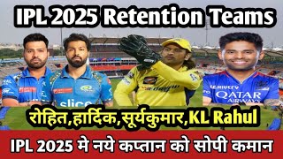 Retention List आई IPL 2025  MIRCBCSKLSG के खिलाडी वापस  KL RAHUL की छुट्टी  Rohit  Kholi [upl. by Ahseet4]