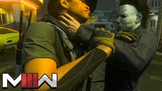 Michael Myers Haddonfield Takedown Finishing Move in Call of Duty Modern Warfare 3 Season 6 [upl. by Ansev677]