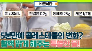 5분 만에 바뀐 콜레스테롤의 변화 끈적한 피 맑게 해주는 특별한 물 만들기 MBN 231018 방송 [upl. by Pasol369]