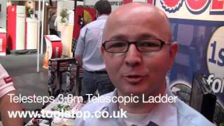 Demo of Telesteps 38m Telescopic Ladder  Live from Home Building and Renovating Show [upl. by Irdua]