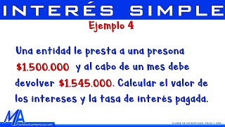 Interés simple  Ejemplo 4 [upl. by Ahsok]