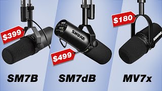 Best Microphone for Podcasting amp Live Streaming Shure SM7B vs SM7dB vs MV7x Review [upl. by Adniram457]