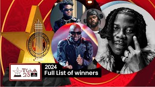 25th TGMA 2024  Full List of Winners at the AWARDS NIGHT [upl. by Nileuqay]