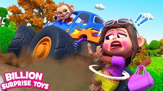 Mischievous Monkey Creates Chaos with Big Monster Truck  Funny Animals Play [upl. by Deden]