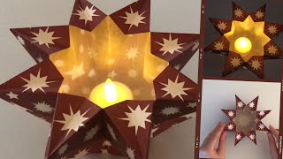 Origami Teelichtstern  Windlicht falten aus Papier  Sternen Teelicht basteln  Basteln mit Kindern [upl. by Trimble]