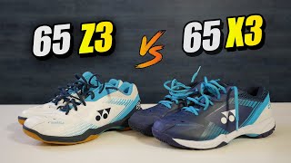 Yonex 65Z3 vs 65X3 Badminton Shoe Comparison  2024 Update [upl. by Otila926]