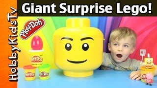 Giant PLAYDOH Surprise LEGO Head SpongeBob  PEPPA helps by HobbyKidsTV [upl. by Atiluap]