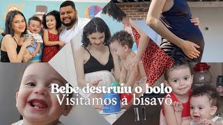 VLOG niver de 1 ano do baby baby destruiu o bolo visita na casa da bisa🤍 [upl. by Millford]