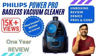 Philips PowerPro FC935201  1 YEAR REVIEW with DEMOS  Compact Bagless Vacuum Cleaner Philips [upl. by Idurt979]