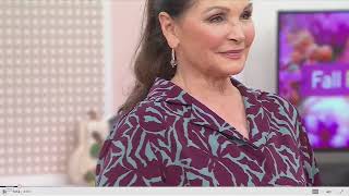 BEAUTIFUL by Lawrence Zarian Printed Stretch Sateen Notched Collar Blouse on QVC [upl. by Azal]