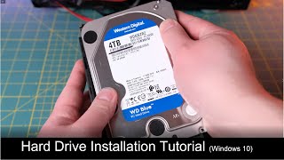 Desktop Hard Drive Installation Tutorial  Western Digital Blue 4TB  Initialization  Benchmark [upl. by Itoyj513]