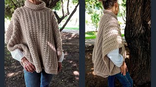 Poncho FÁCIL a crochet para mujer ¡Paso a paso [upl. by Kalbli]