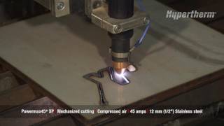 Powermax45 XP mechanized cutting 12mm stainless steel [upl. by Anaic]