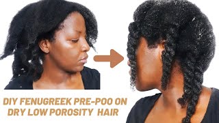 DIY FENUGREEK PREPOO ON LOW POROSITY 4C NATURAL HAIR [upl. by Roede]