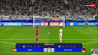 Spain vs Germany  Penalty Shootout  UEFA Euro 2024  Quarter Final  PES Gameplay [upl. by Nerad]