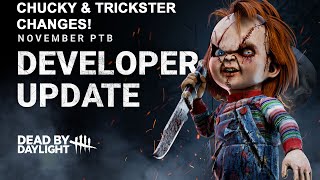 Dead By Daylight Chapter 30 Chucky amp Trickster changes from PTB to live release Developer Update [upl. by Tteltrab929]